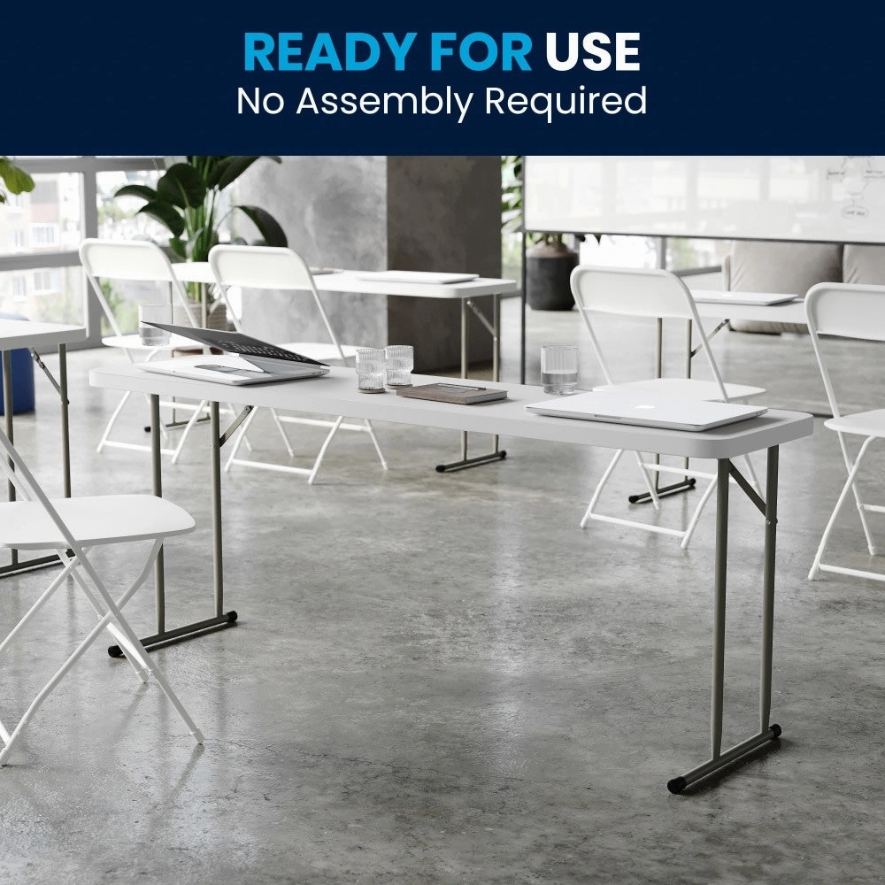 6-Foot Rectangular Granite White Plastic Folding Training Table