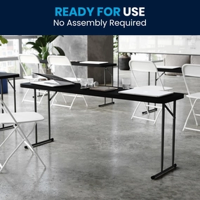 6-Foot Rectangular Granite White Plastic Folding Training Table