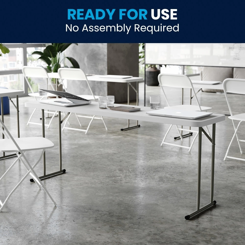 6-Foot Rectangular Granite White Plastic Folding Training Table