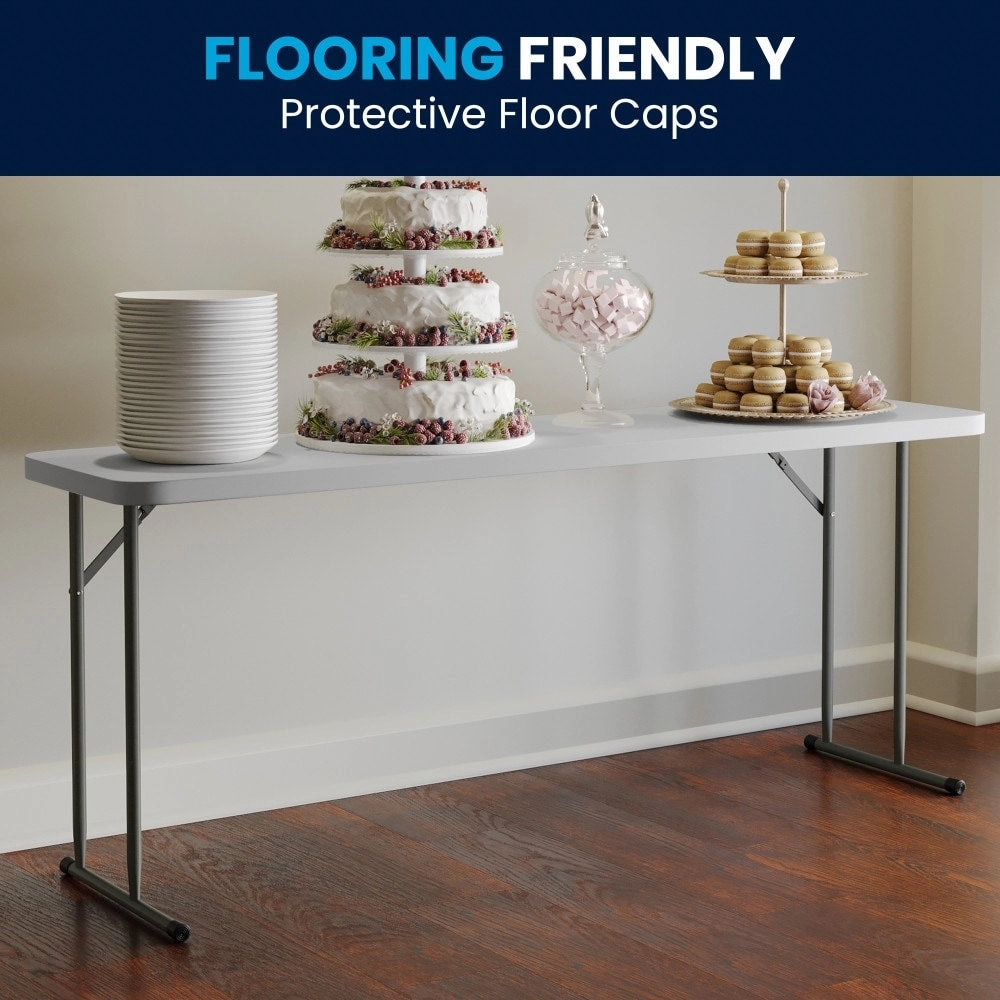 6-Foot Rectangular Granite White Plastic Folding Training Table