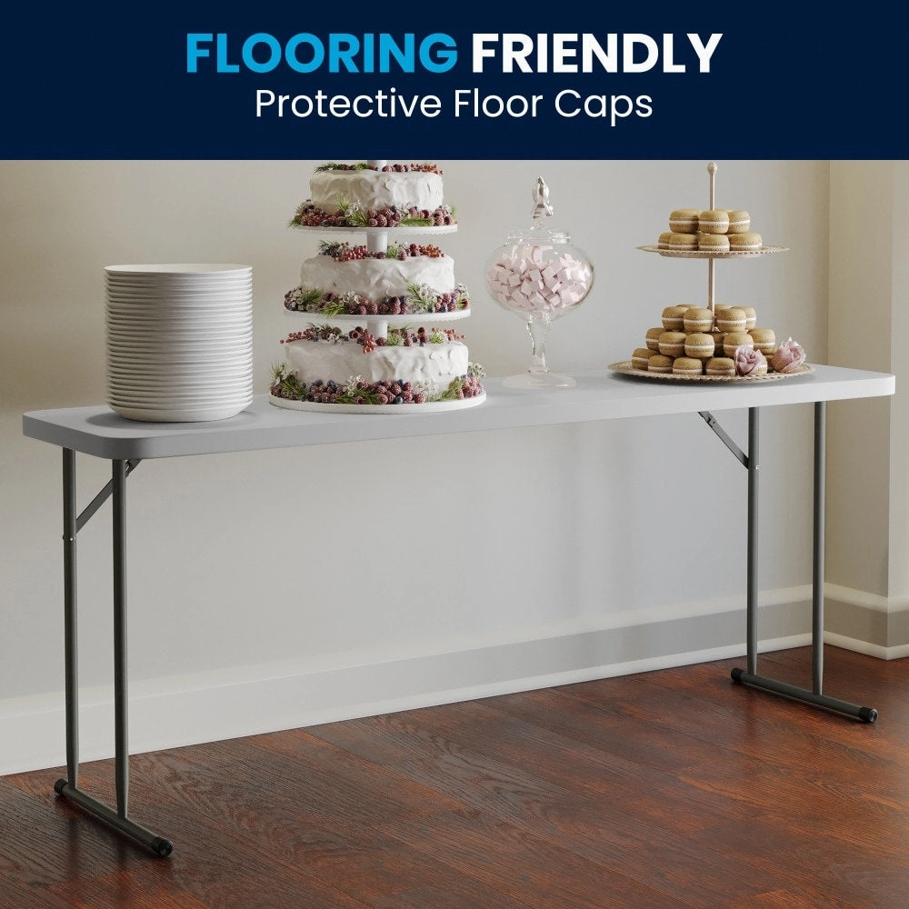 6-Foot Rectangular Granite White Plastic Folding Training Table