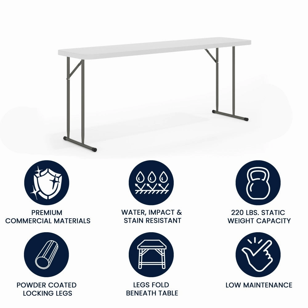 6-Foot Rectangular Granite White Plastic Folding Training Table