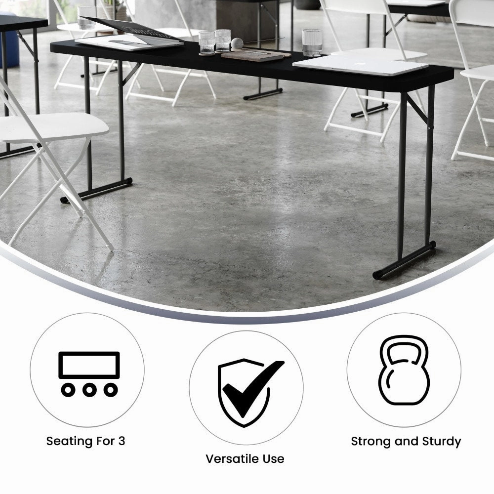 6-Foot Rectangular Granite White Plastic Folding Training Table