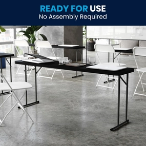 6-Foot Rectangular Granite White Plastic Folding Training Table
