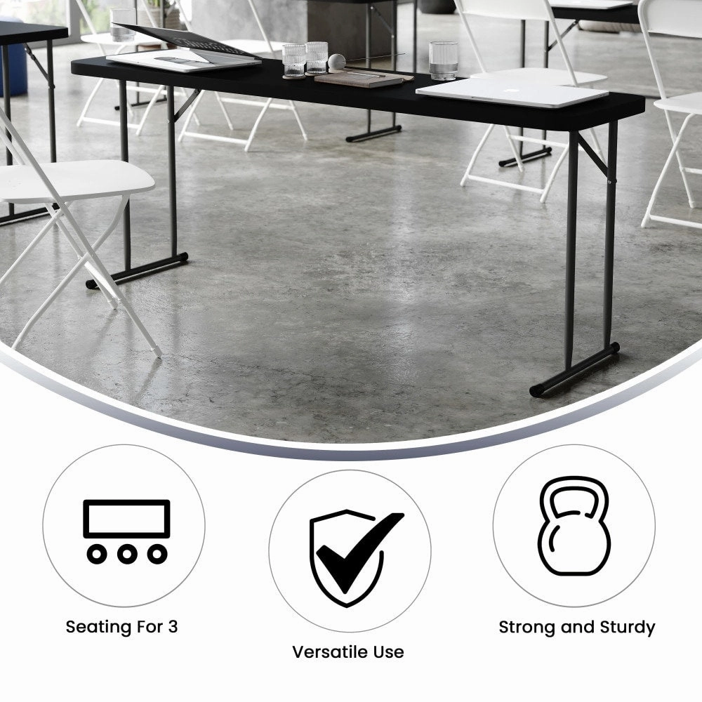 6-Foot Rectangular Granite White Plastic Folding Training Table