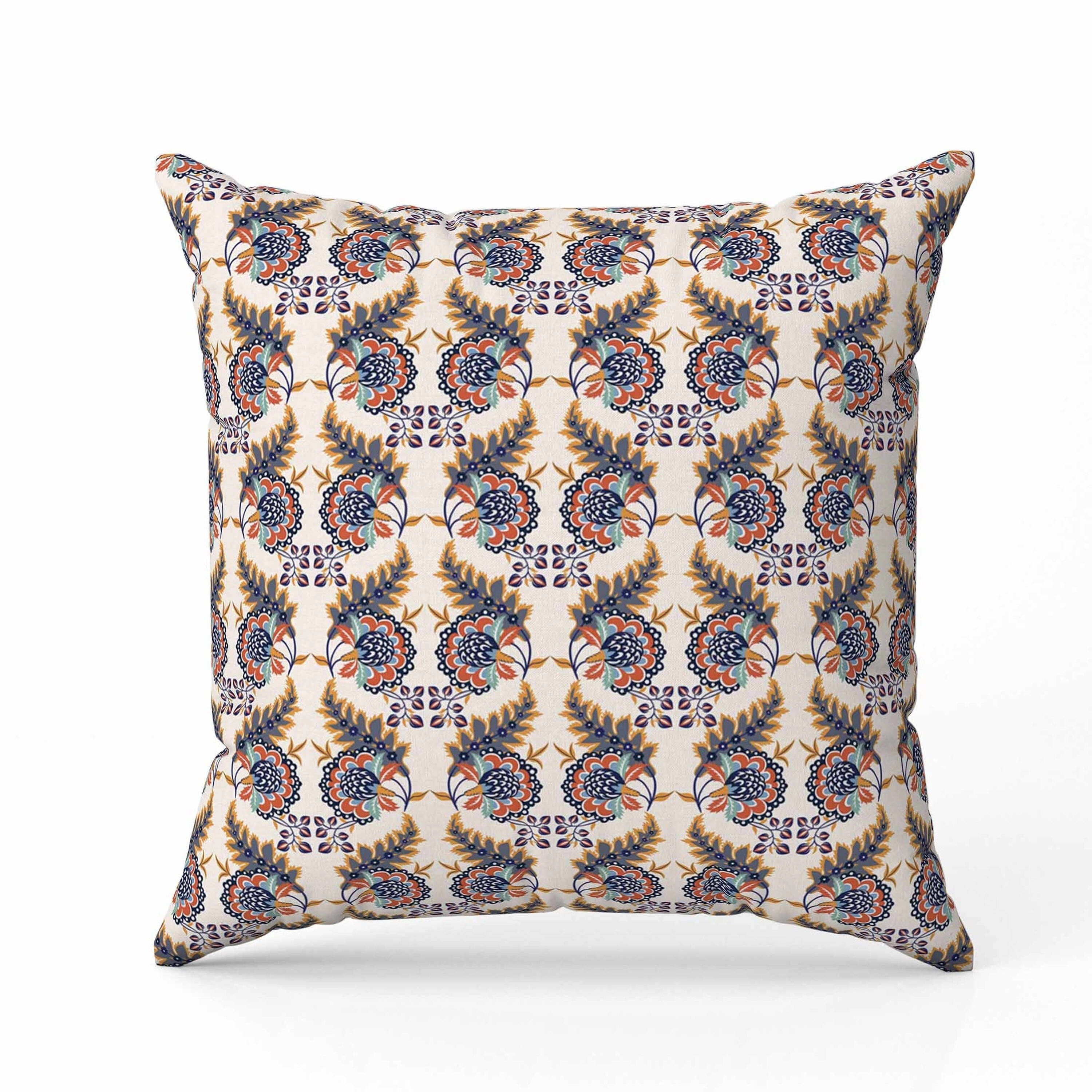 Botanical Bouquet Faux Suede Reversible Throw Pillow Orange and Gray