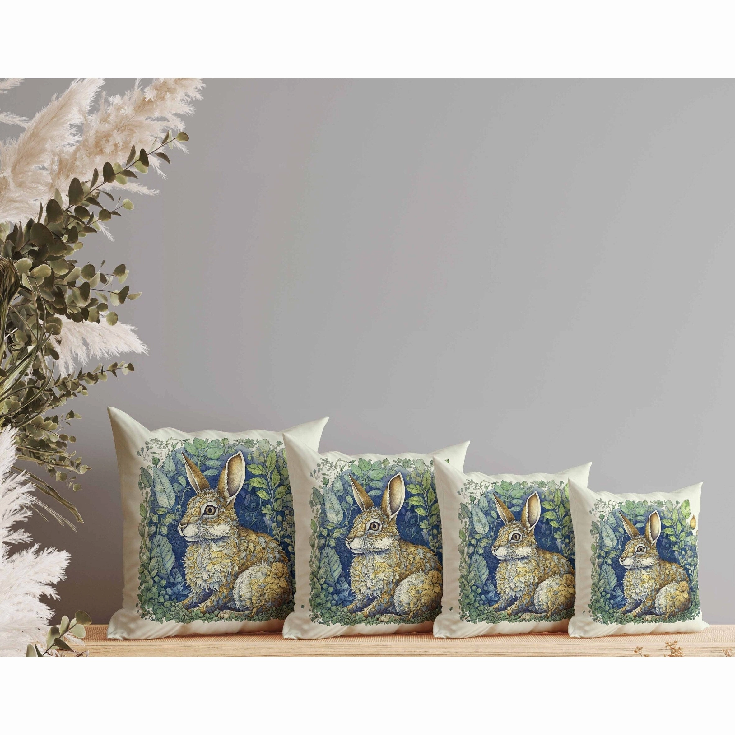 Breezy Bunny Faux Suede Reversible Throw Pillow Green and Gold