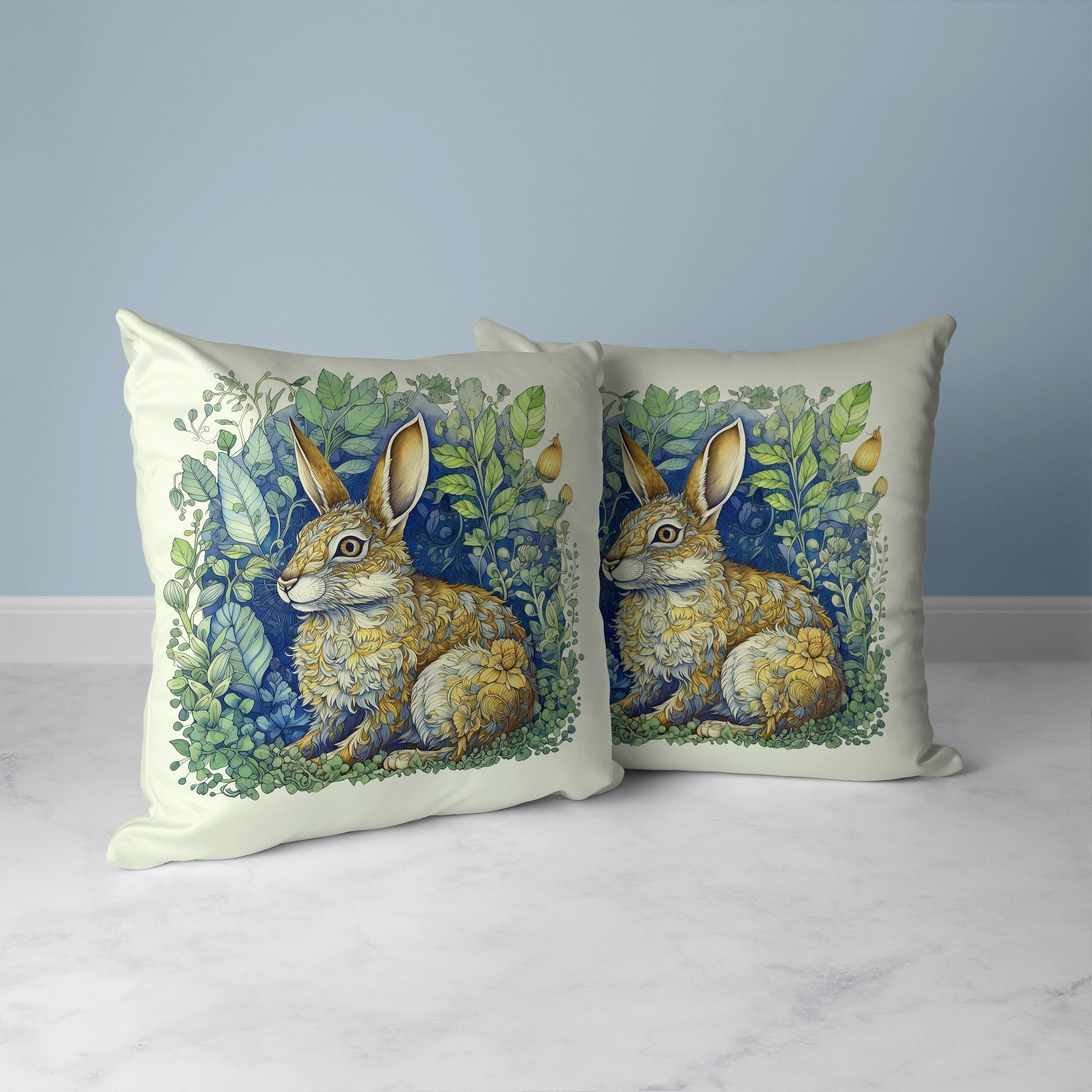 Breezy Bunny Faux Suede Reversible Throw Pillow Green and Gold