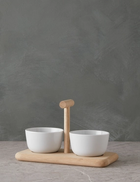 Dine Duo Condiment Set   Oak Base by LSA International