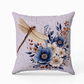 Dragonfly Haven Indoor/Outdoor Reversible Throw Pillow Violet and Blue