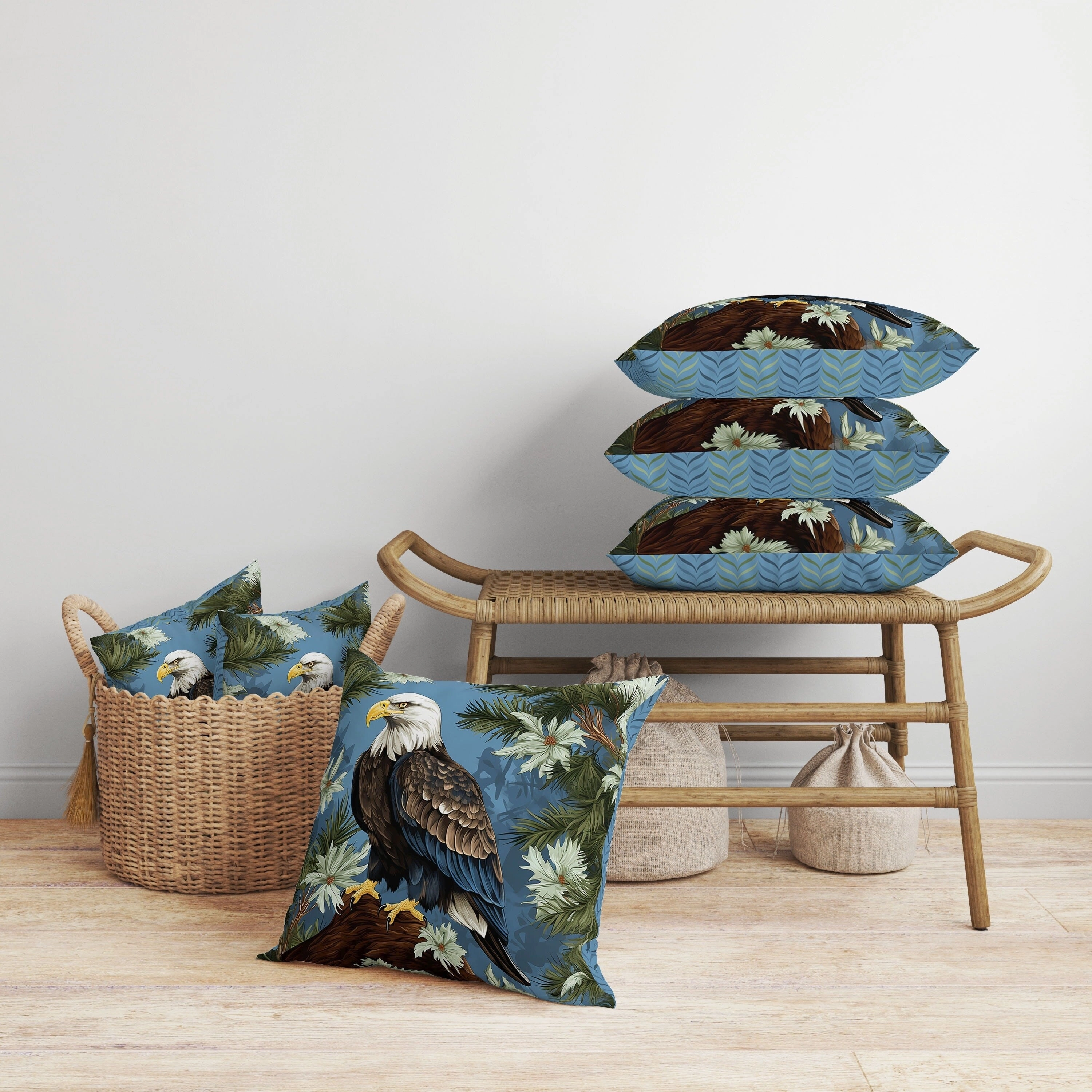Eagle's Eden Faux Suede Reversible Throw Pillow Brown and Blue