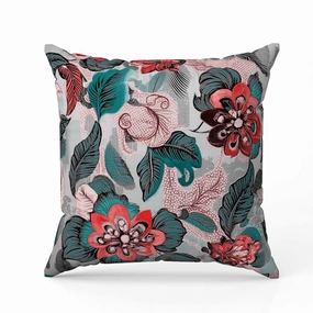 Eclectic Garden Faux Suede Reversible Throw Pillow Green and Red