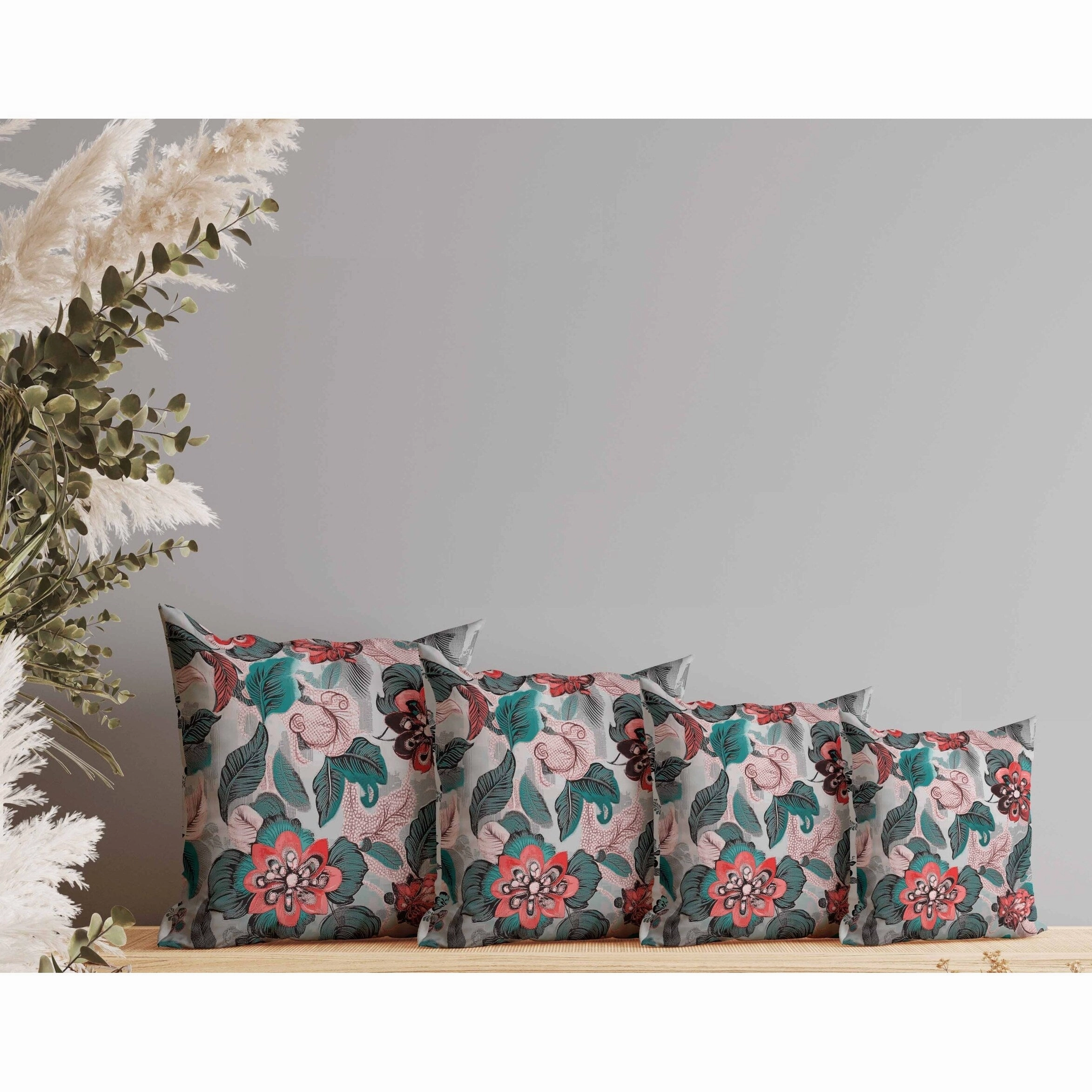 Eclectic Garden Faux Suede Reversible Throw Pillow Green and Red