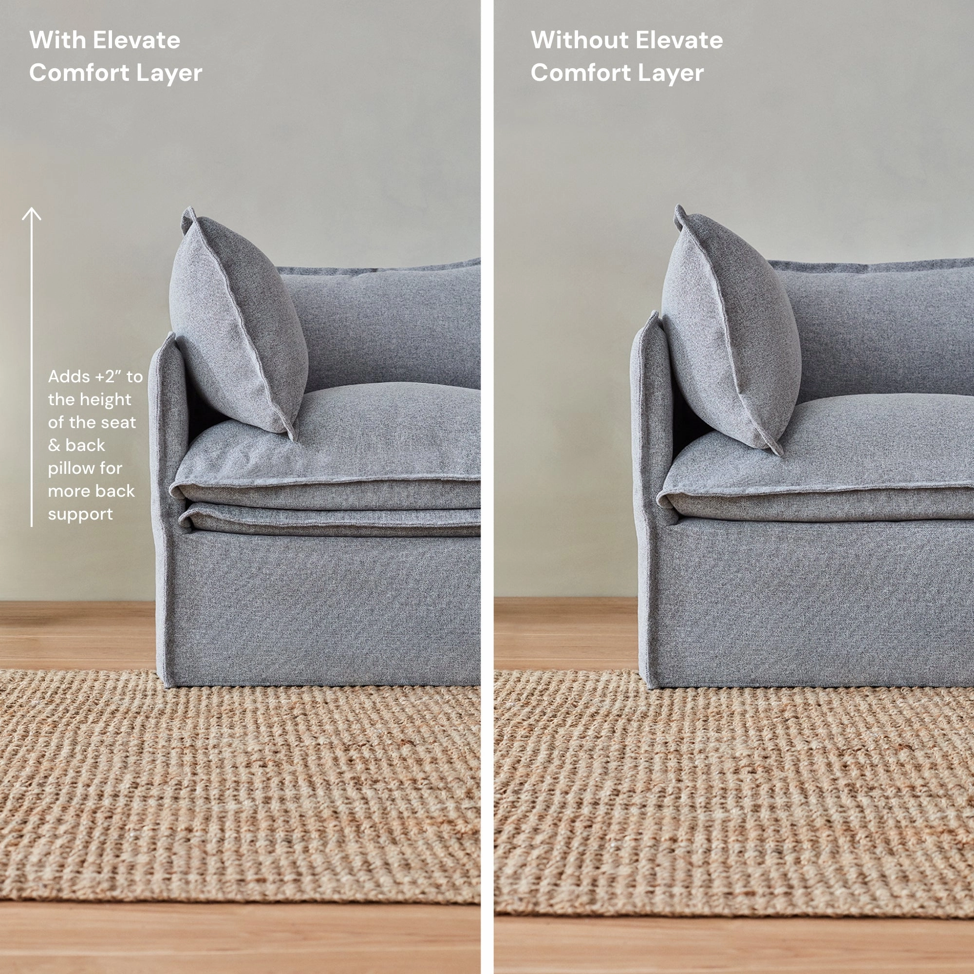 Elevate Comfort Layer for 4-Seater Corner Sectional   Ottoman in Coco