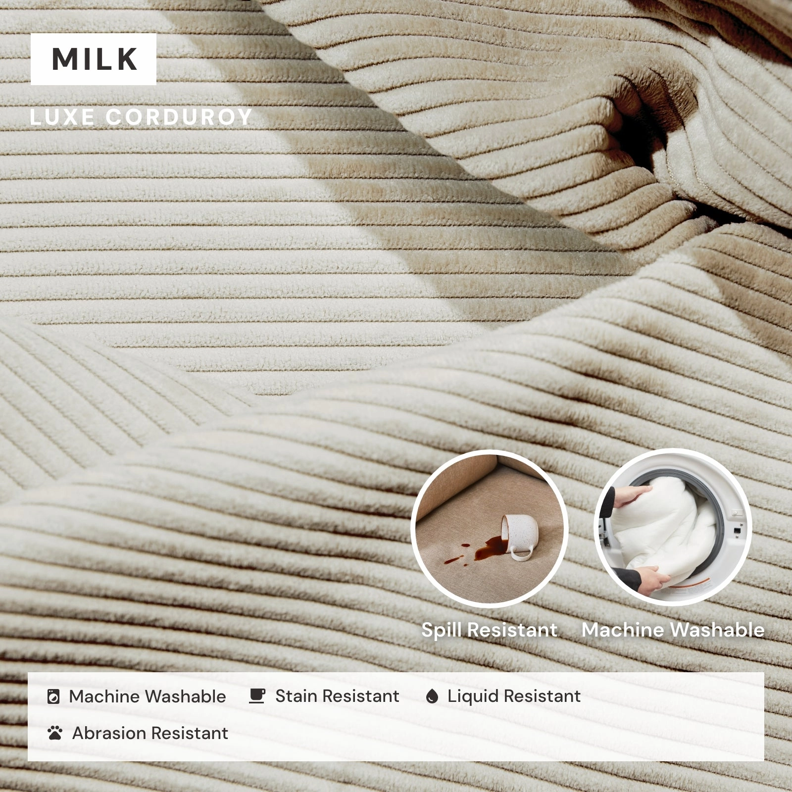 Elevate Comfort Layer for 4-Seater U-Sectional in Milk