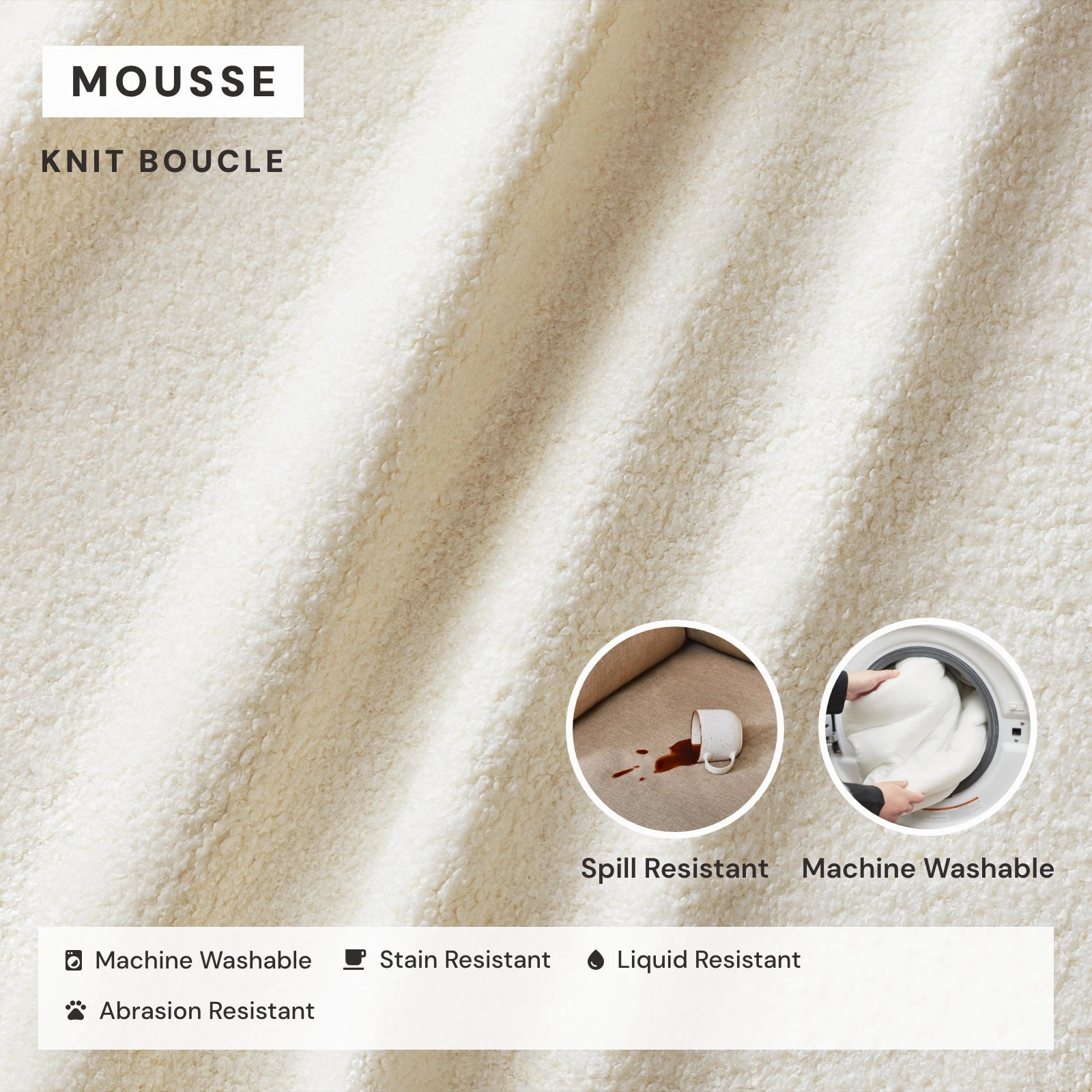 Elevate Comfort Layer Set for 4-Seater Sectional | Knit Boucle in Mousse