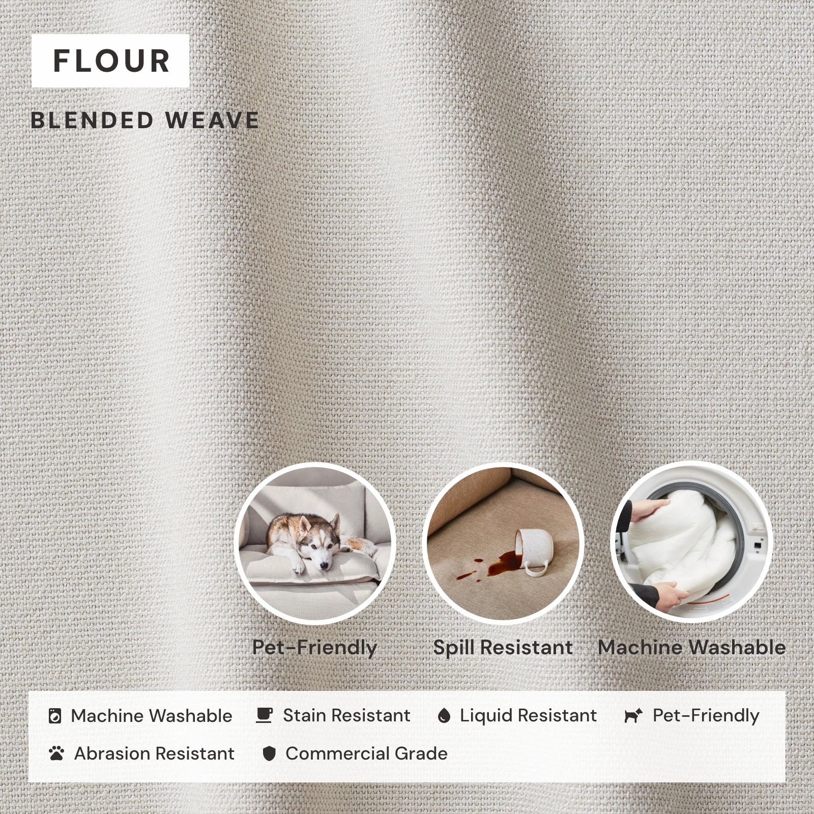 Elevate Comfort Layer Set for 6-Seater U-Sectional | Blended Weave in Flour