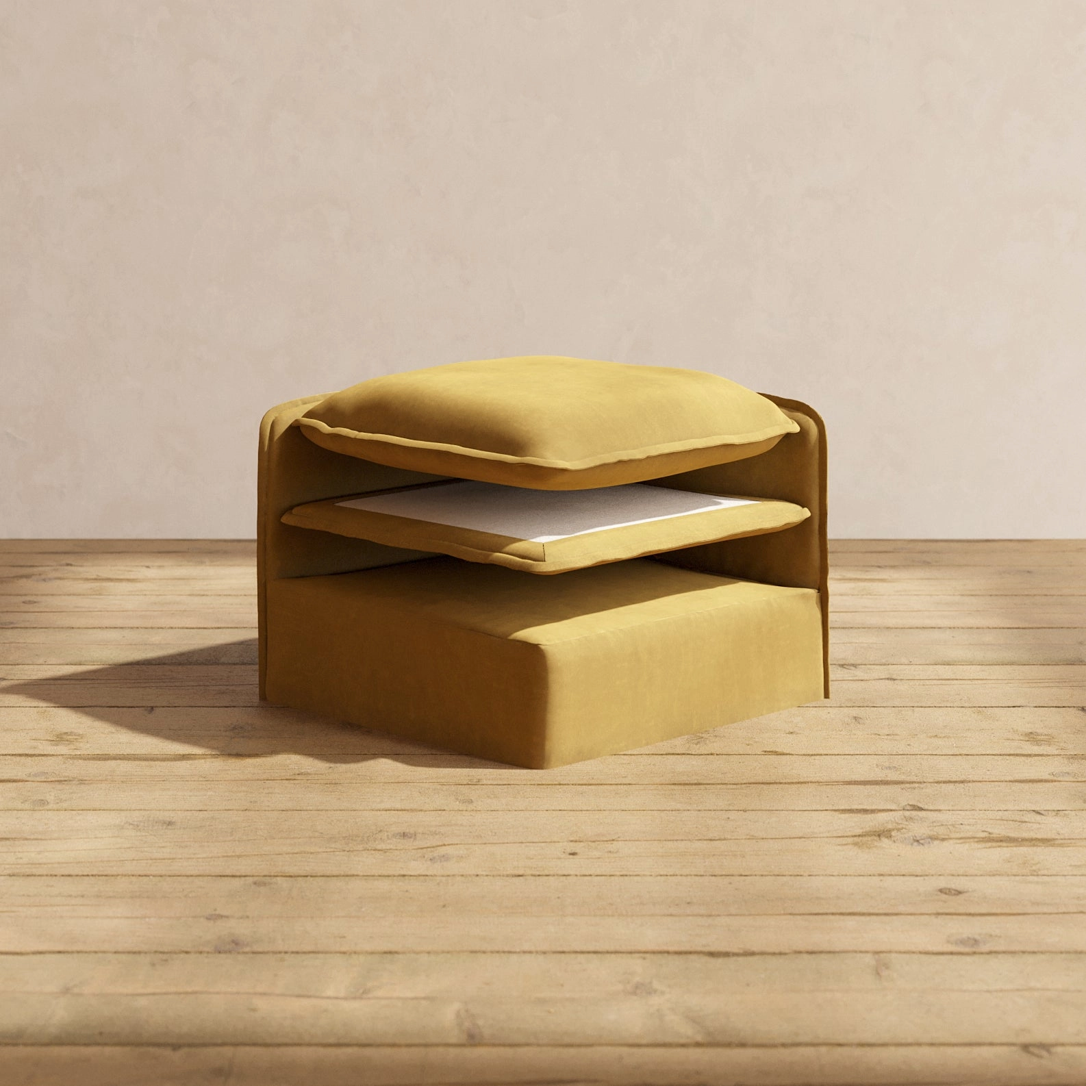 Elevate Comfort Layer Set for 7-Seater Open-Ends U-Sectional   Ottoman | Luxury Velvet in Toffee