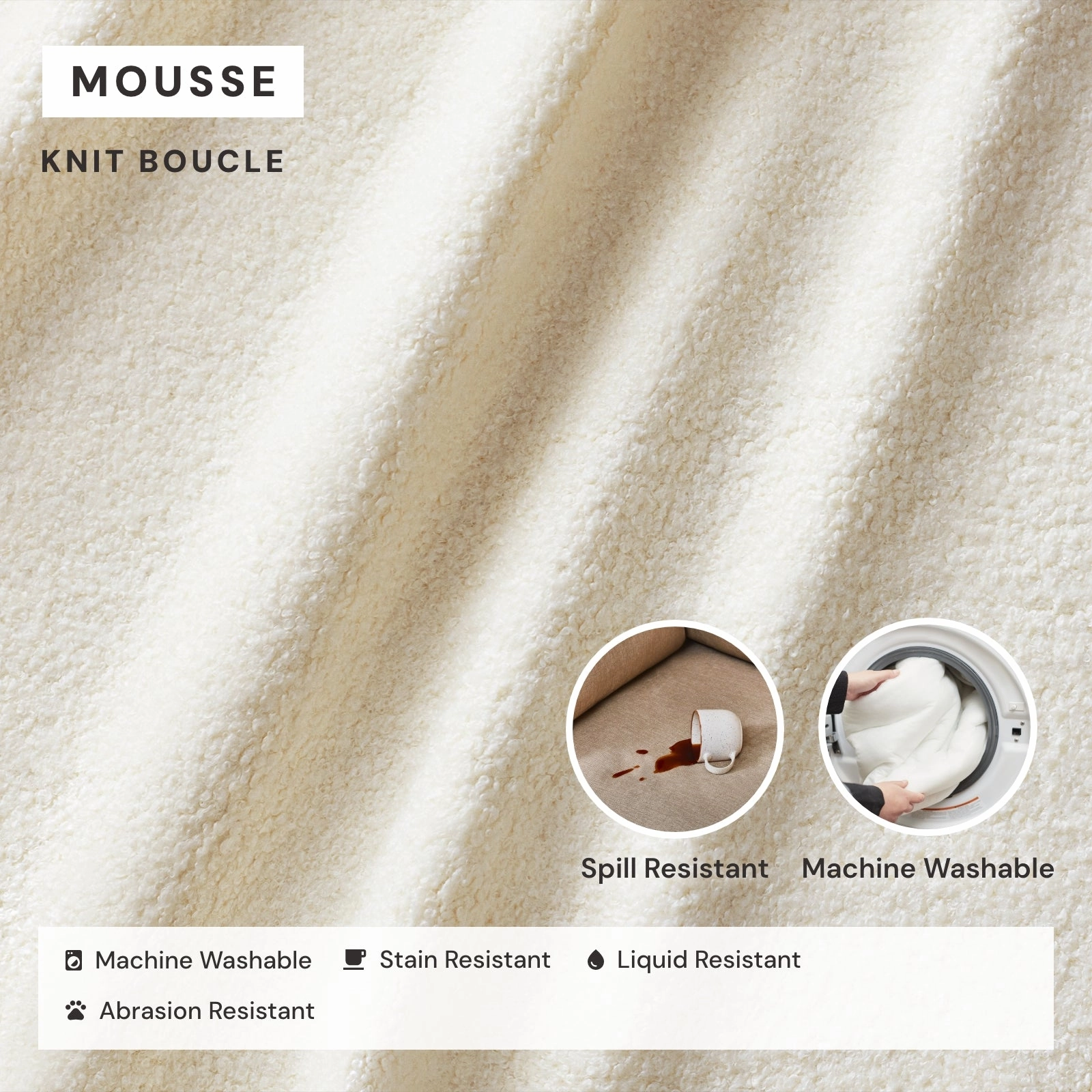 Elevate Comfort Layer Set for 7-Seater U-Sectional | Knit Boucle in Mousse