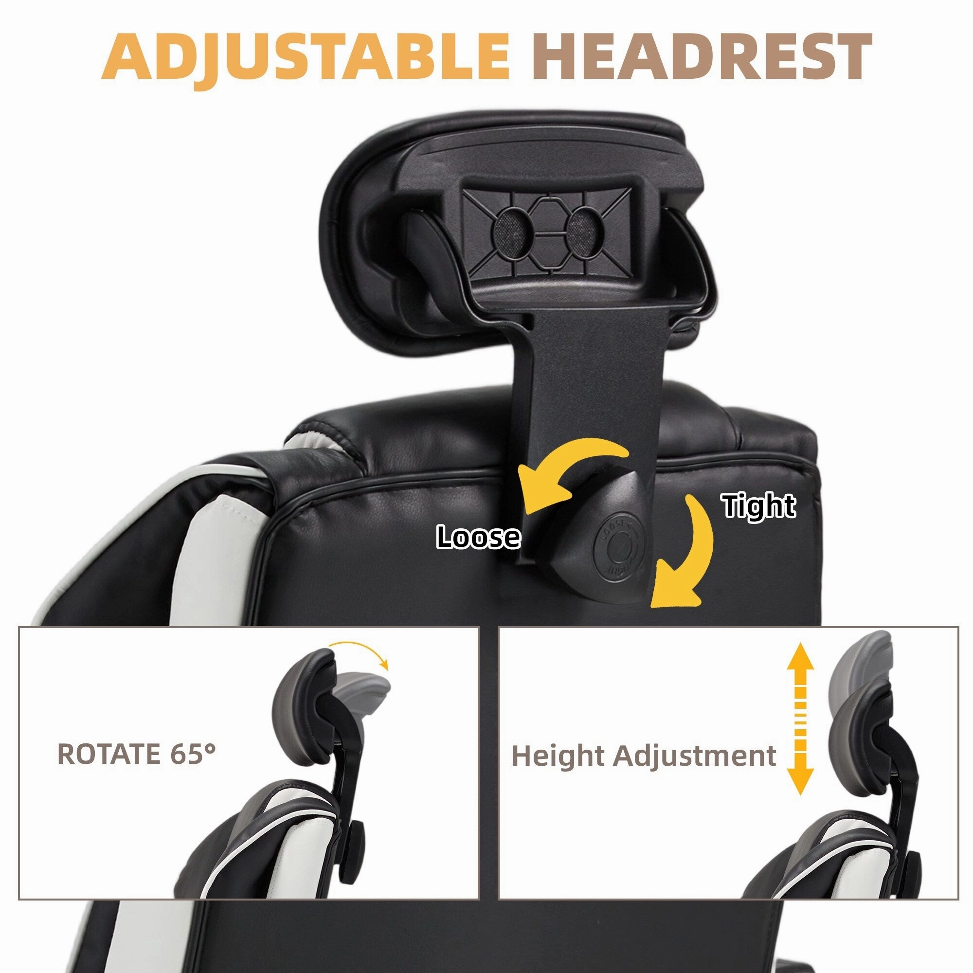 EROMMY Ergonomic Gaming Chair with Adjustable Footrest. Reclining Backrest and Massage. Heated Office Chair