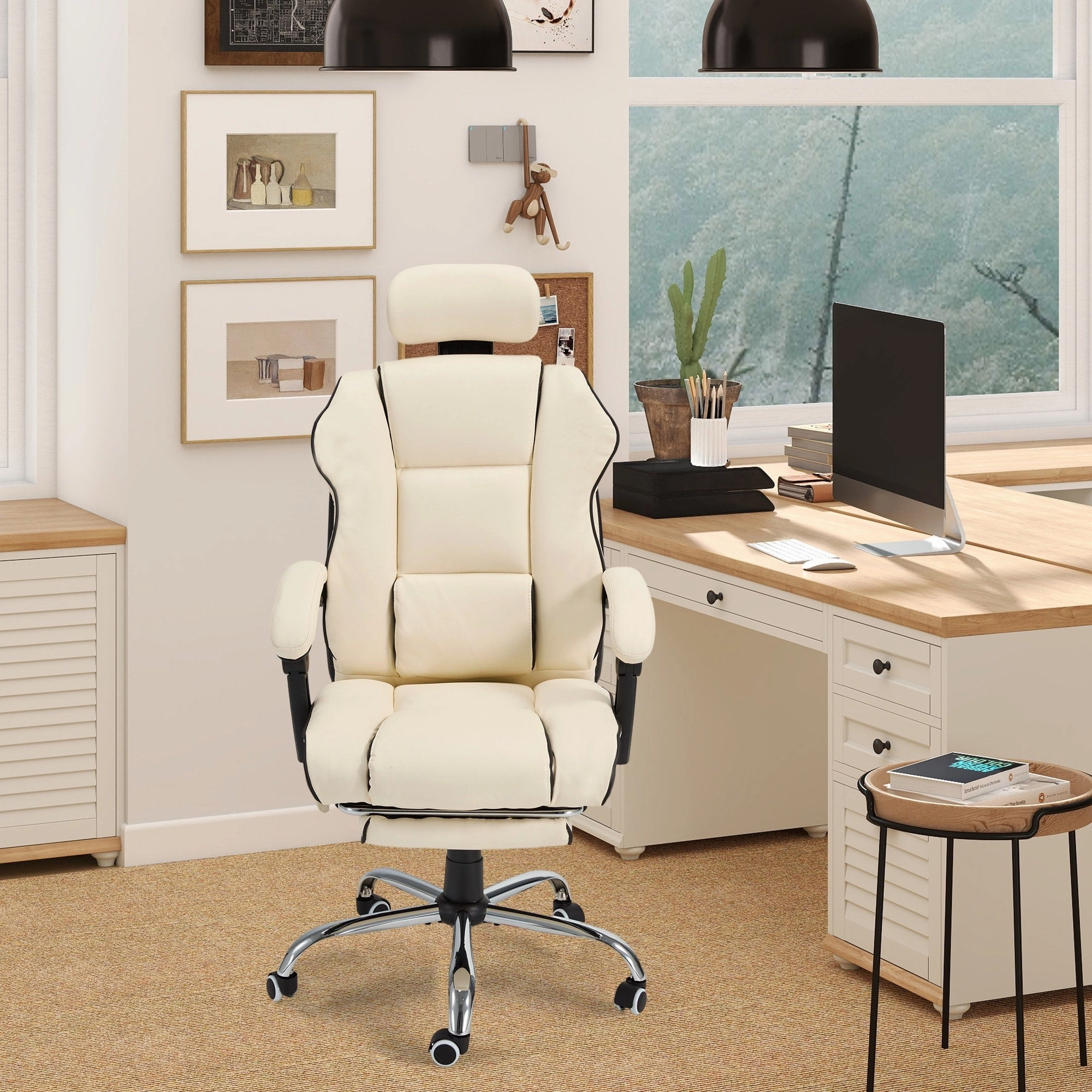 EROMMY Ergonomic Gaming Chair with Adjustable Footrest. Reclining Backrest and Massage. Heated Office Chair