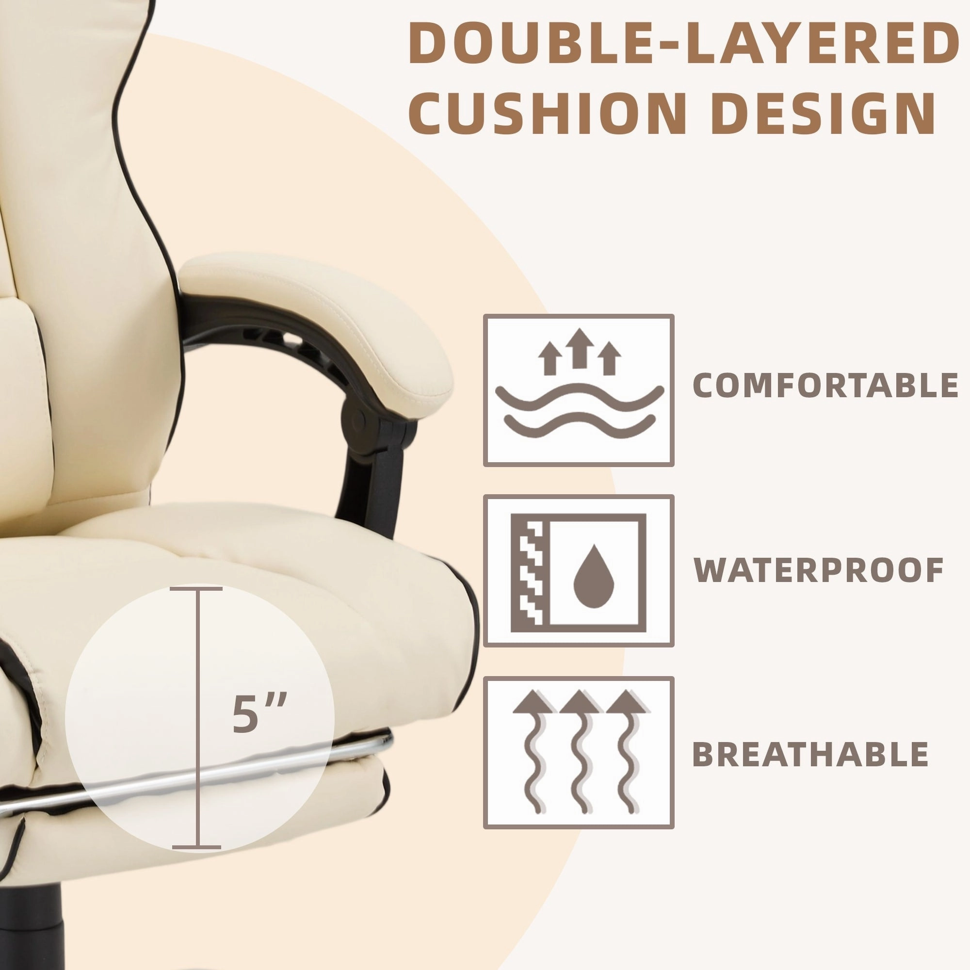 EROMMY Ergonomic Gaming Chair with Adjustable Footrest. Reclining Backrest and Massage. Heated Office Chair