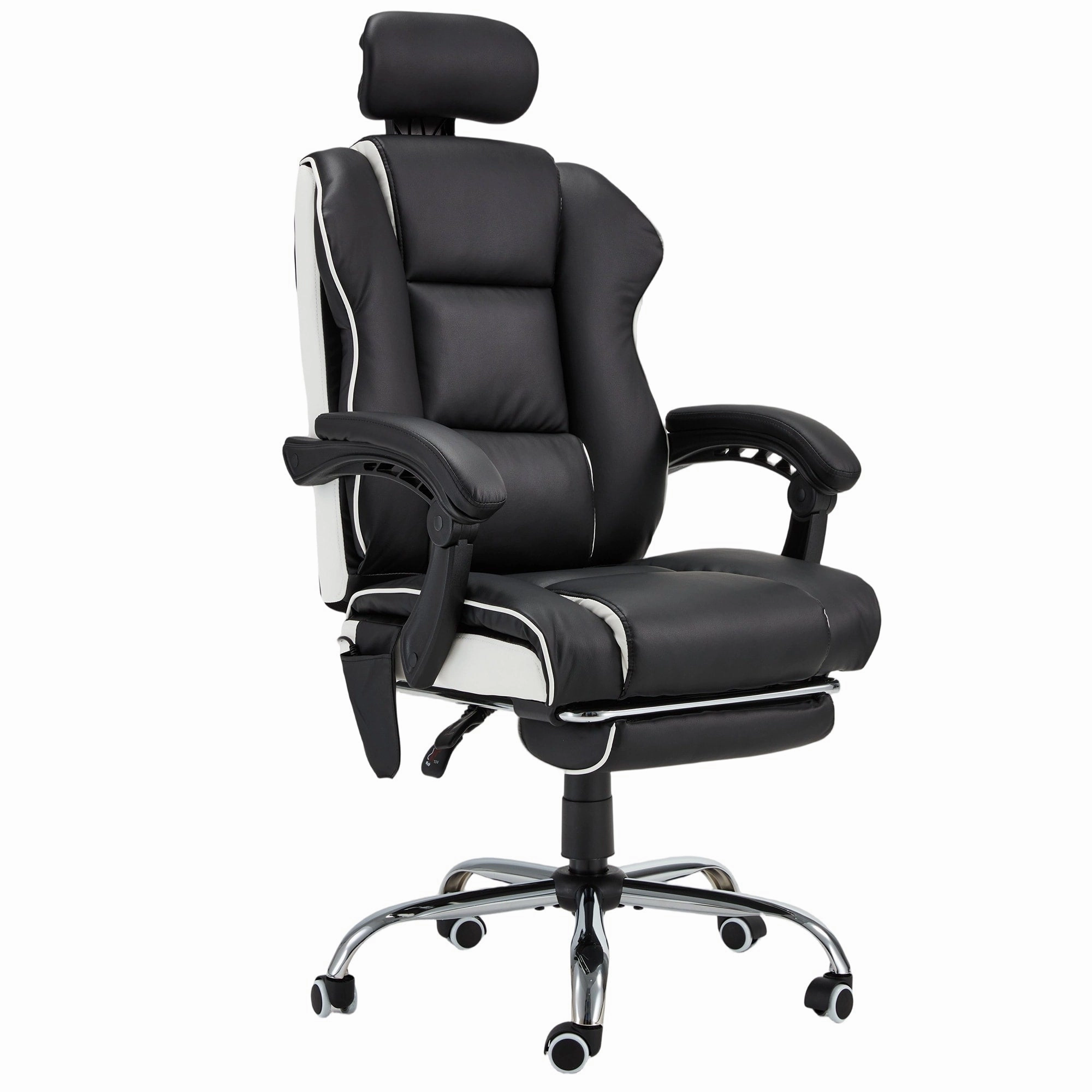 EROMMY Ergonomic Gaming Chair with Adjustable Footrest. Reclining Backrest and Massage. Heated Office Chair
