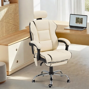 EROMMY Ergonomic Gaming Chair with Adjustable Footrest. Reclining Backrest and Massage. Heated Office Chair