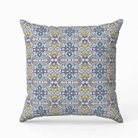 Floral Elegance Faux Suede Reversible Throw Pillow Blue and Yellow