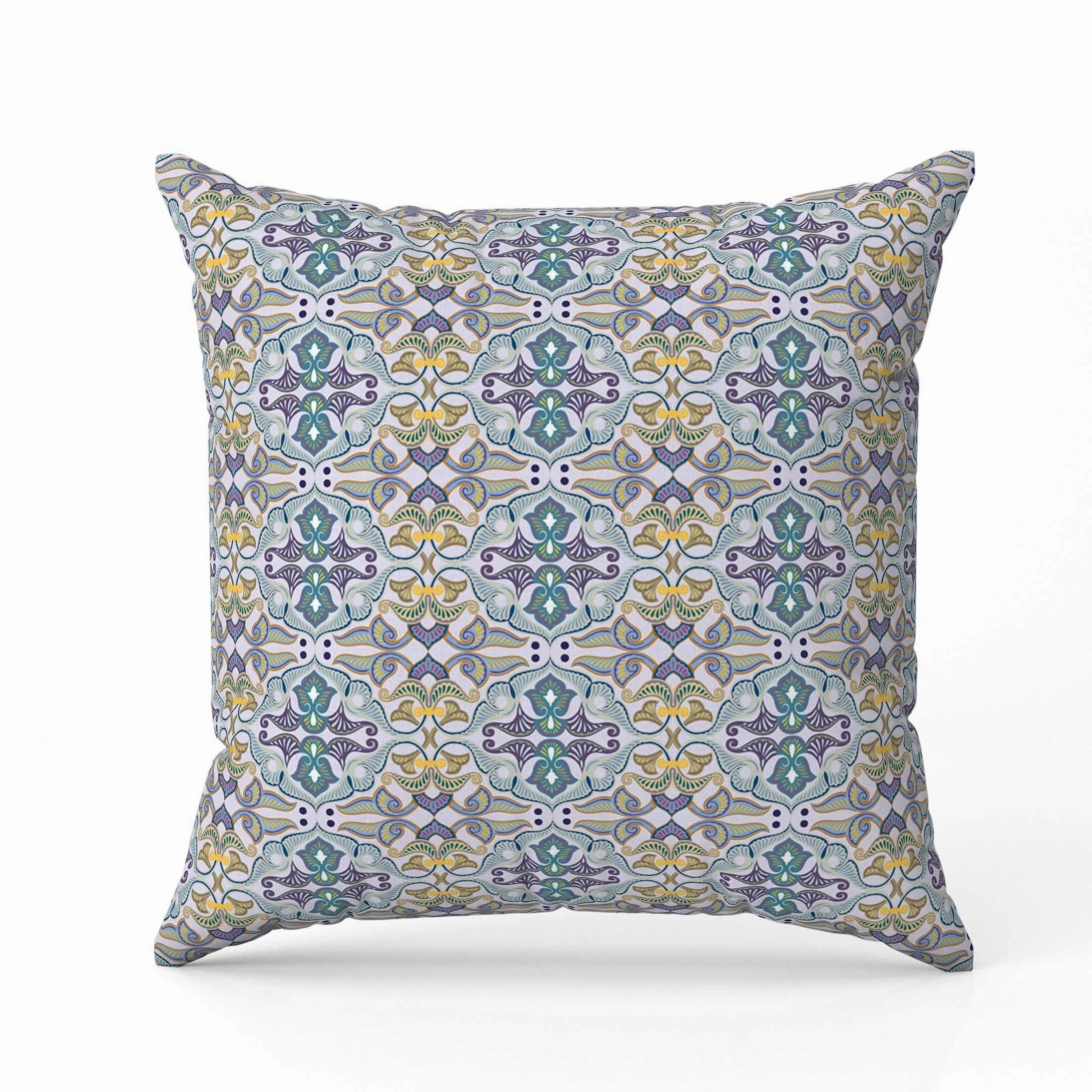 Floral Elegance Faux Suede Reversible Throw Pillow Blue and Yellow