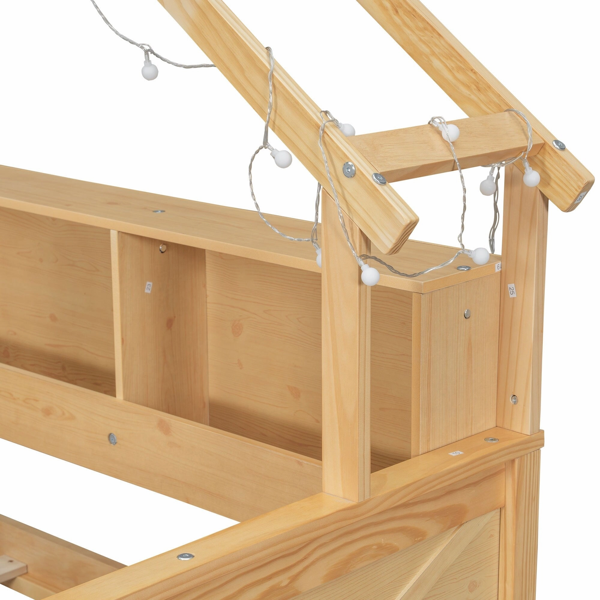 Full Size House Frame Platform Bed with LED Canopy. Storage Drawers & Bookshelf