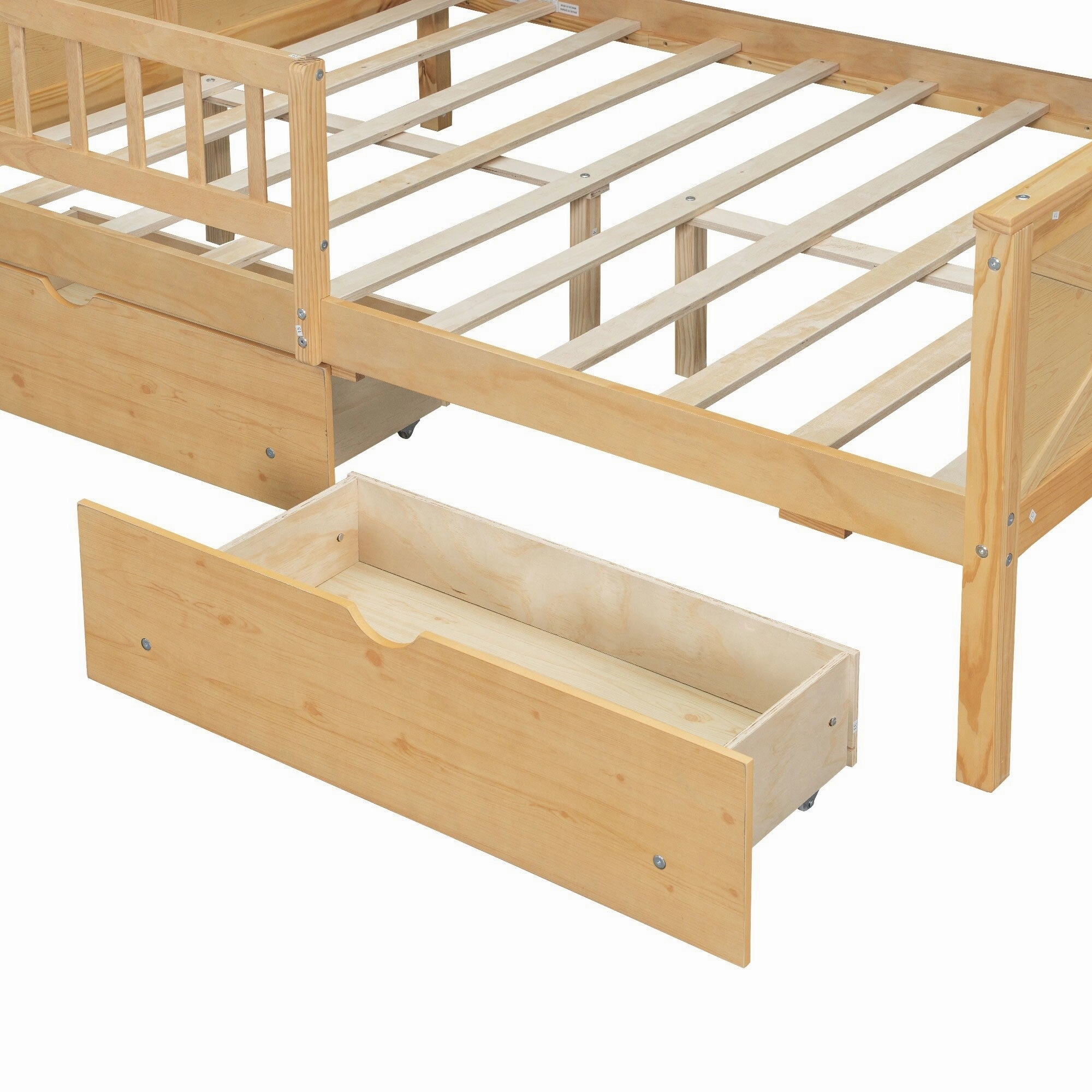 Full Size House Frame Platform Bed with LED Canopy. Storage Drawers & Bookshelf