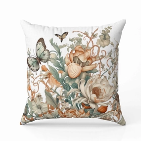 Garden Delights Indoor/Outdoor Reversible Throw Pillow White and Orange