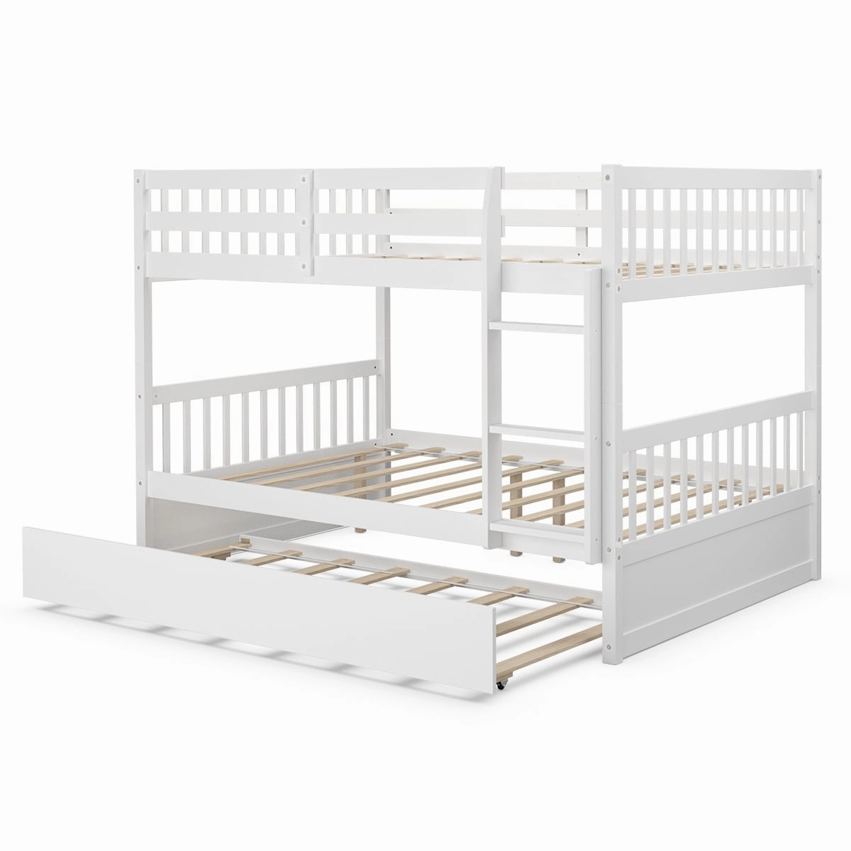 Gymax Full over Full Bunk Bed Platform Wood Bed Captain's Bed w/