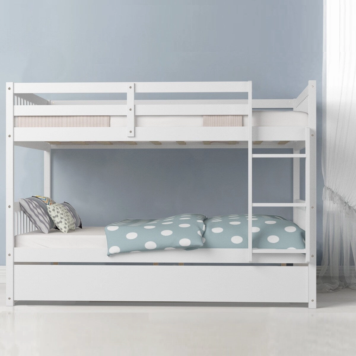 Gymax Full over Full Bunk Bed Platform Wood Bed Captain's Bed w/