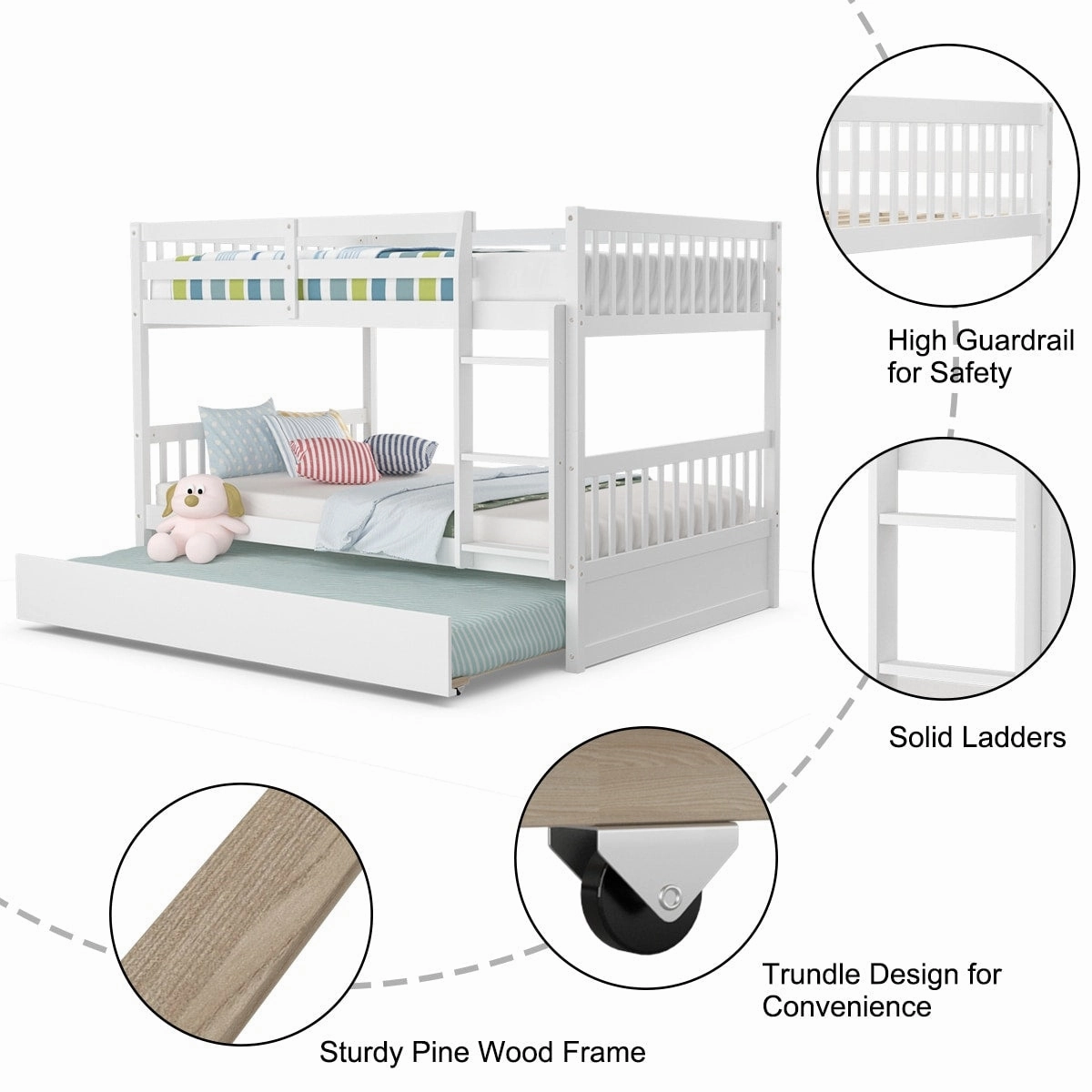 Gymax Full over Full Bunk Bed Platform Wood Bed Captain's Bed w/
