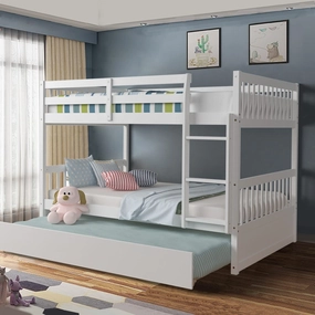 Gymax Full over Full Bunk Bed Platform Wood Bed Captain's Bed w/