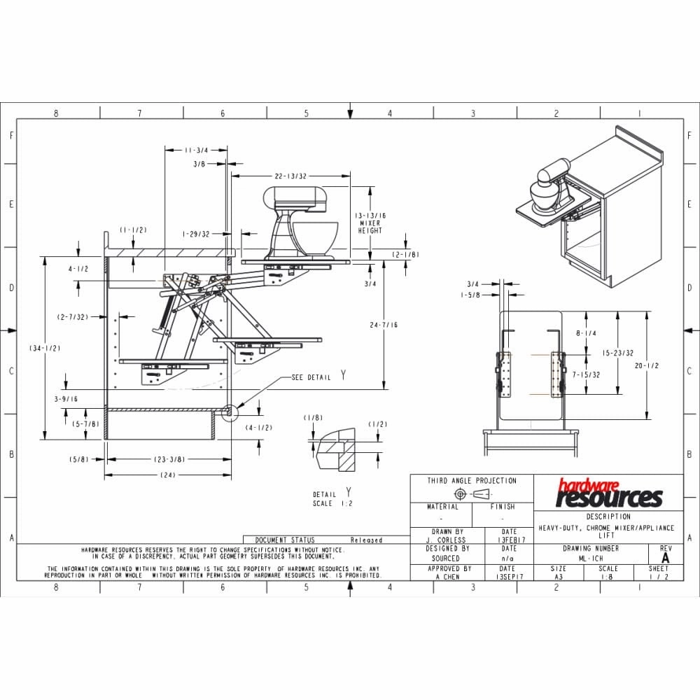 Hardware Resources 45 Pound Capacity Mixer Lift Stand with Adjustable