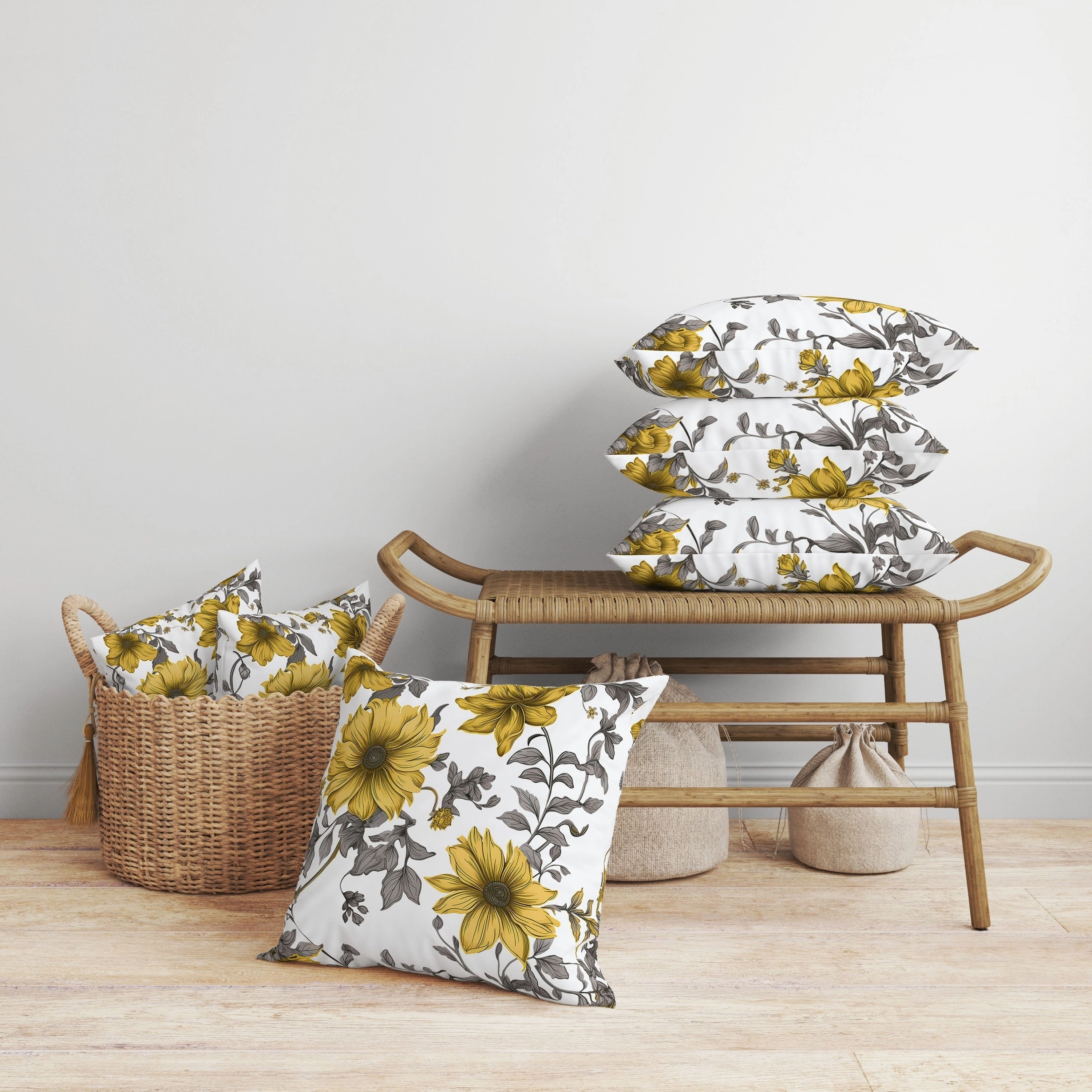 Harvest of Sunshine Faux Suede Reversible Throw Pillow Grey and Gold
