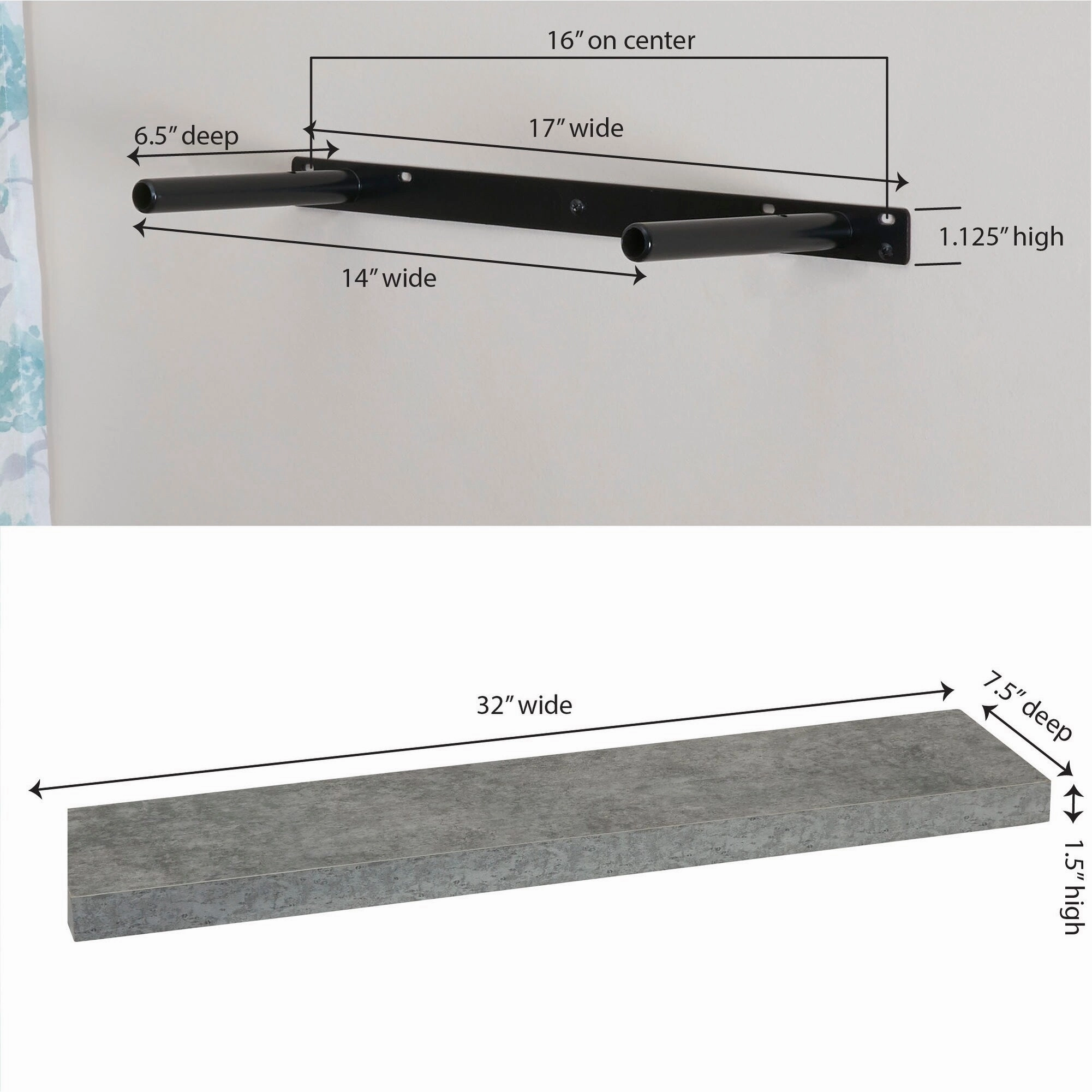 Household Essentials Floating Wall Shelf Slate