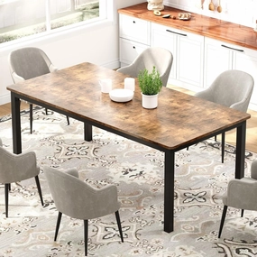 Industrial Dining Table for 8. Wooden Long Dinner Table. Kitchen Table