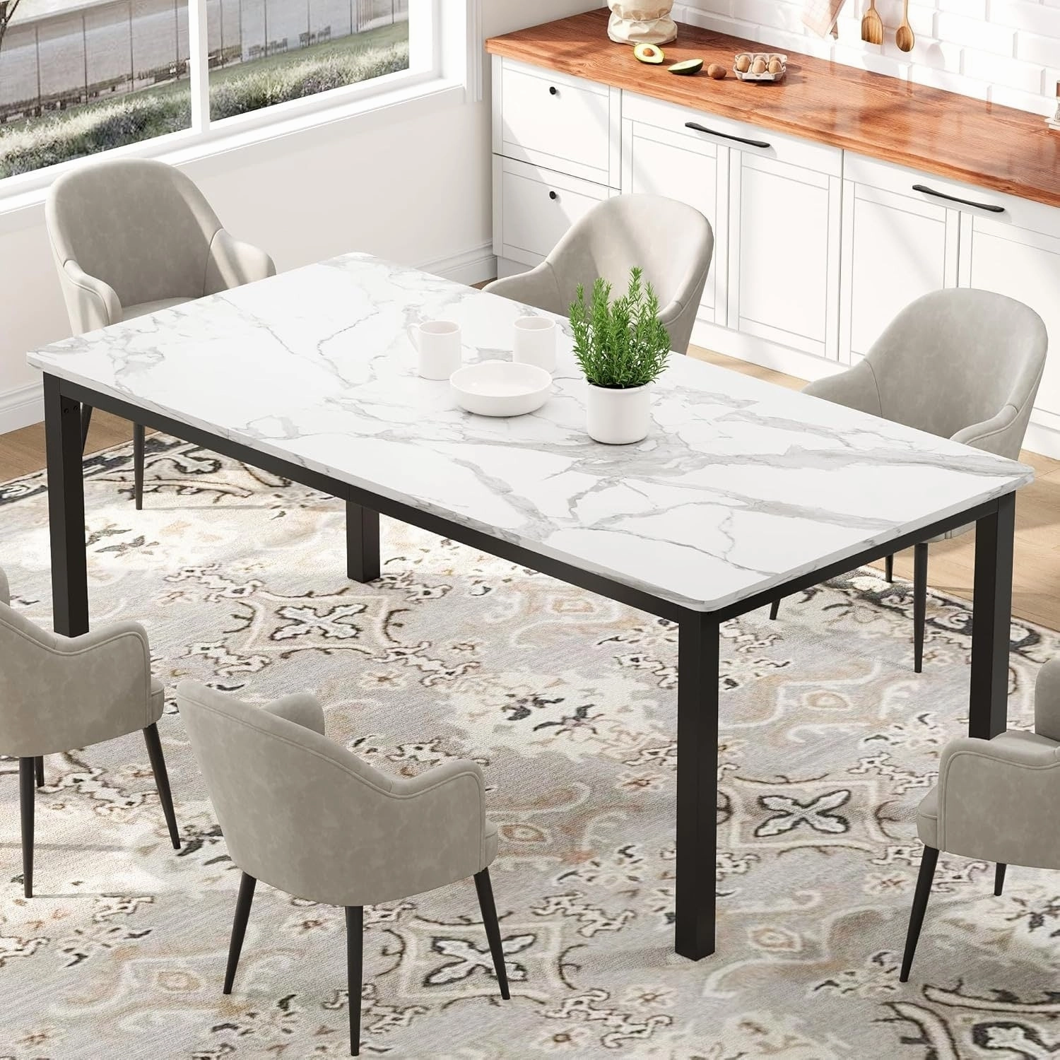Industrial Dining Table for 8. Wooden Long Dinner Table. Kitchen Table