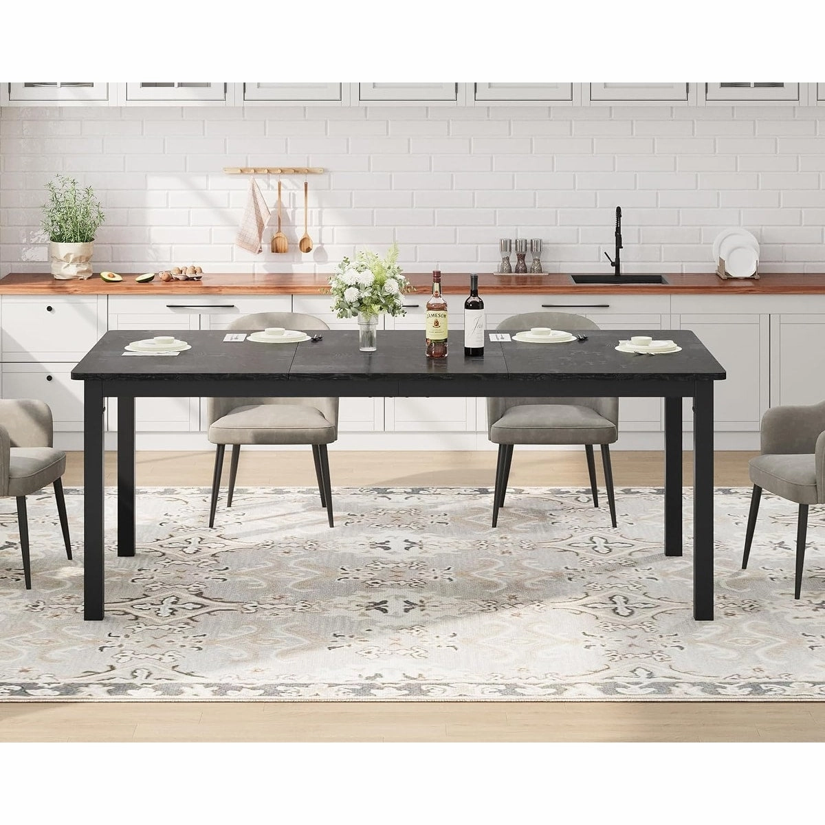 Industrial Dining Table for 8. Wooden Long Dinner Table. Kitchen Table