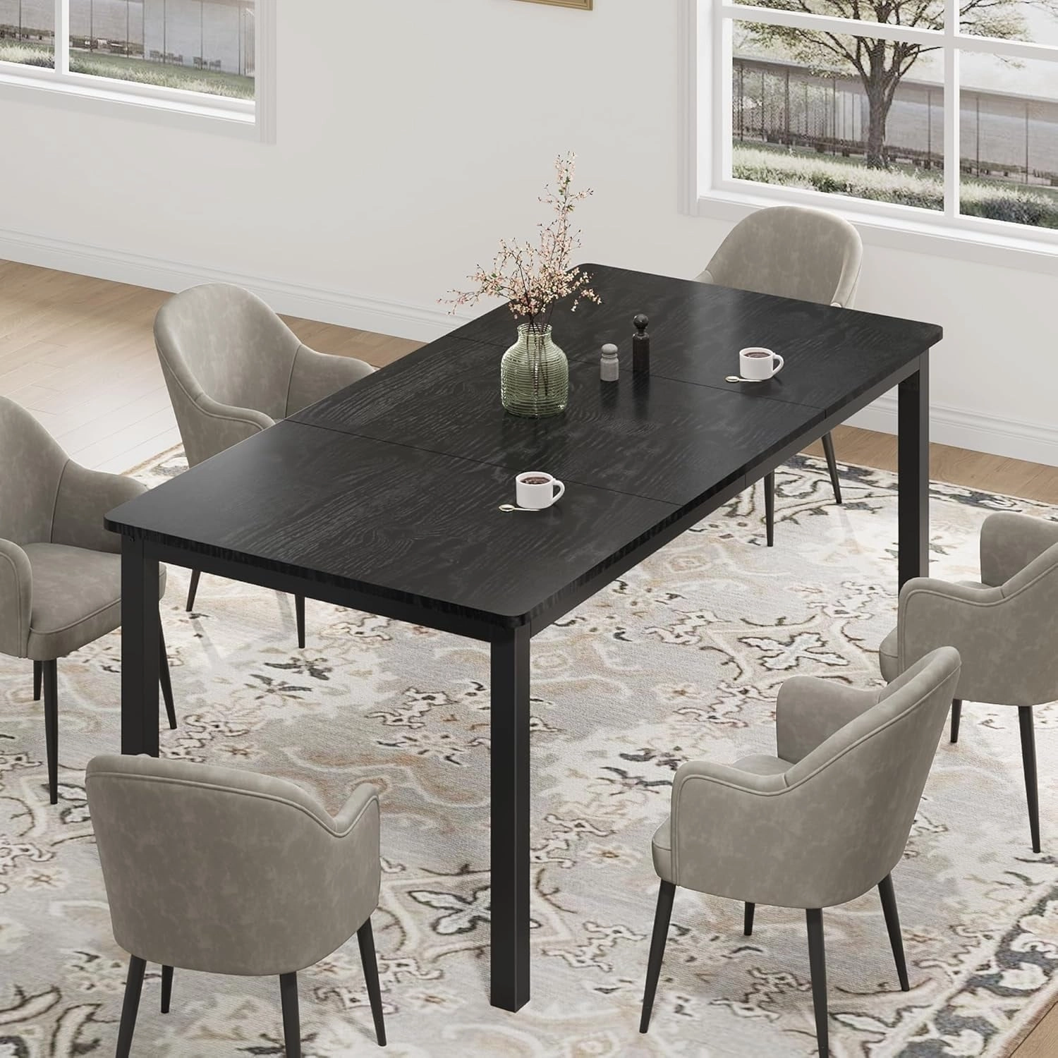 Industrial Dining Table for 8. Wooden Long Dinner Table. Kitchen Table