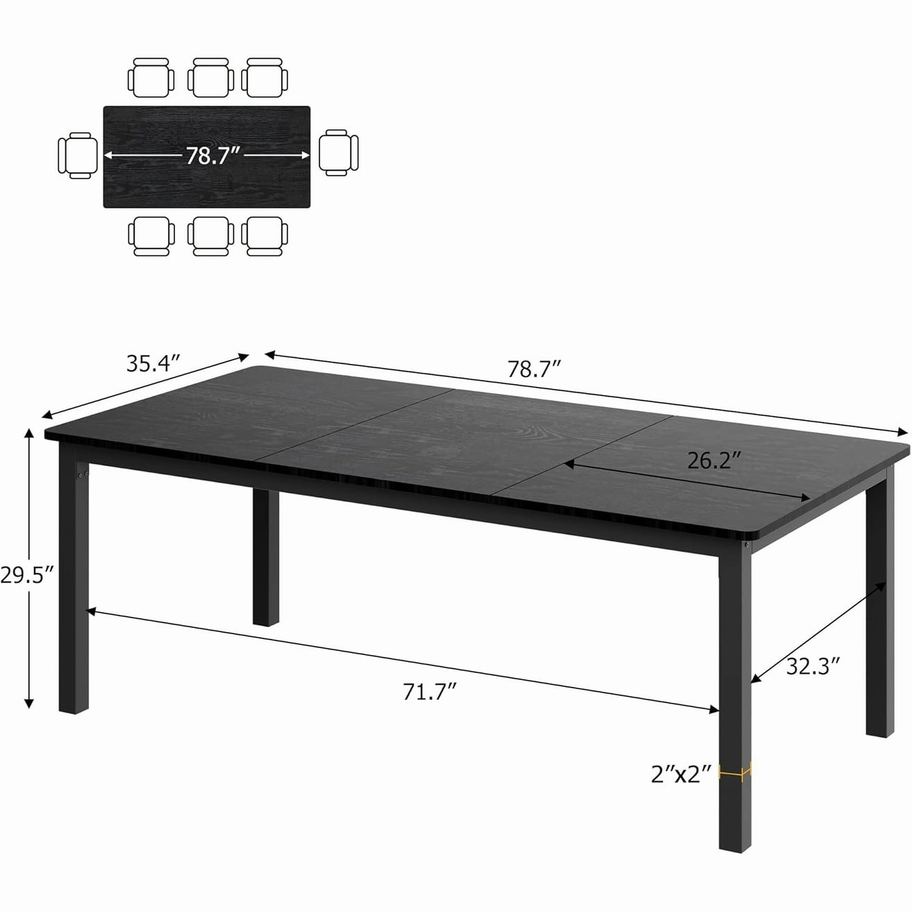 Industrial Dining Table for 8. Wooden Long Dinner Table. Kitchen Table