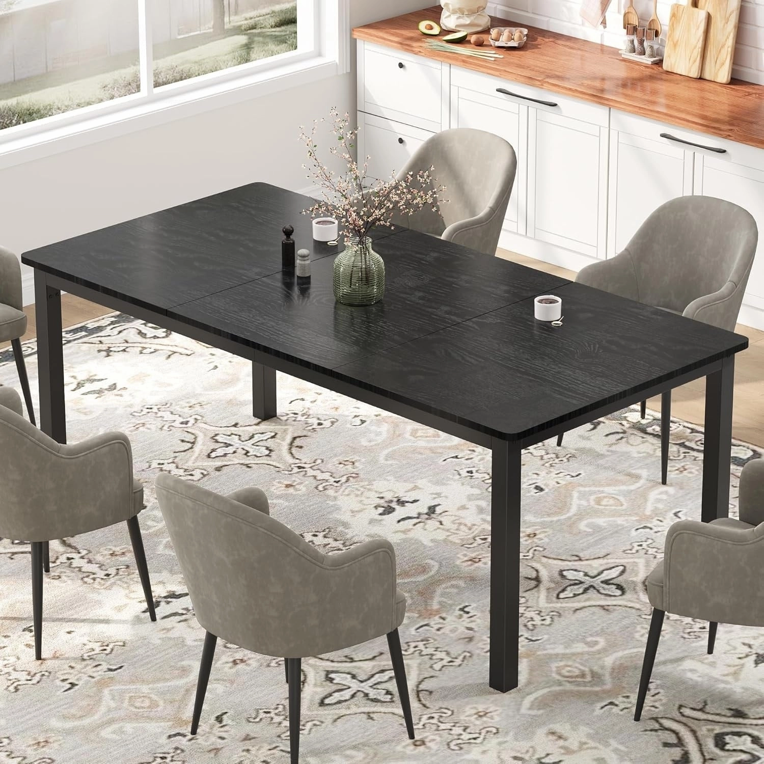 Industrial Dining Table for 8. Wooden Long Dinner Table. Kitchen Table