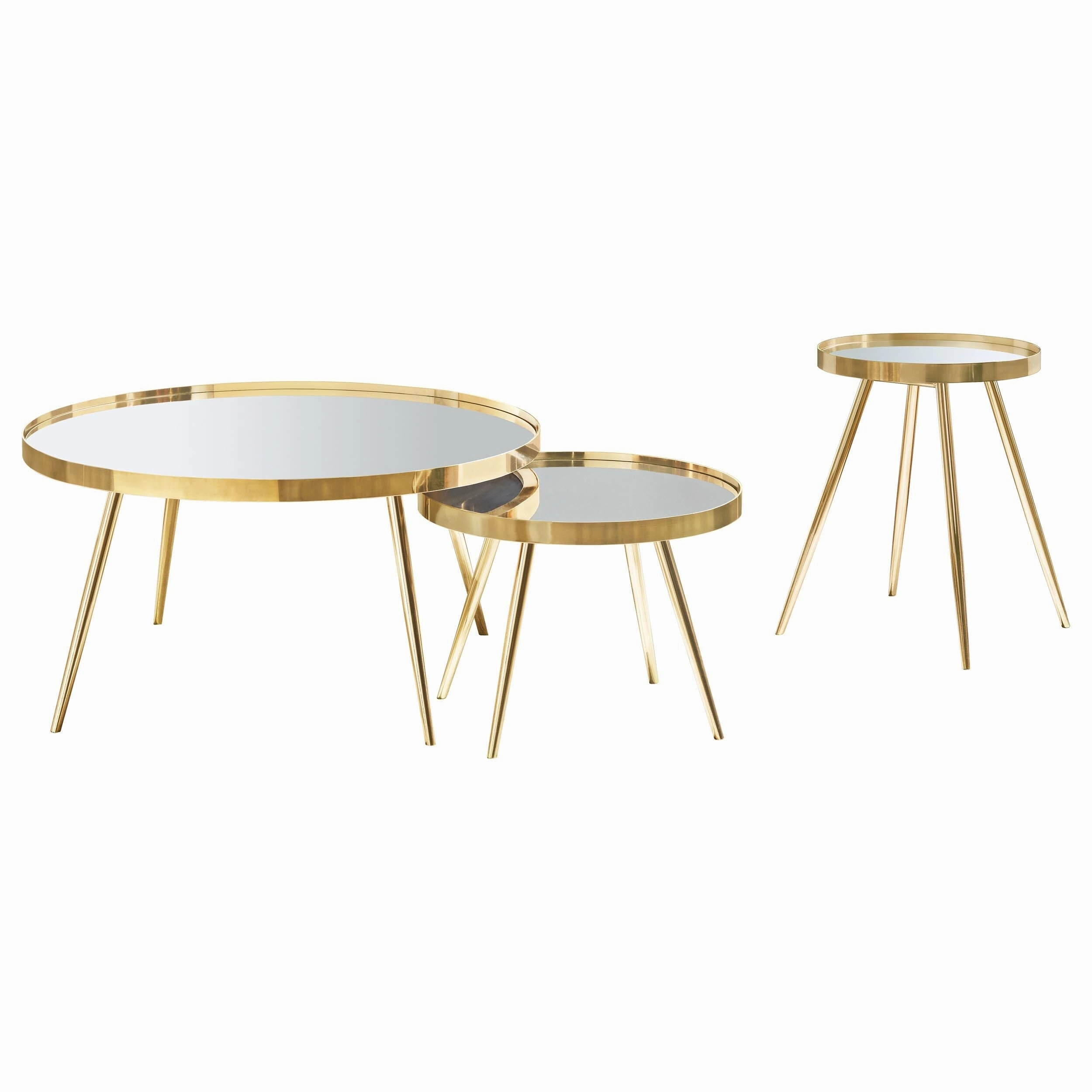 Kaelyn Round Coffee And End Table Set Gold