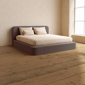 King Upholstered Platform Bed   Headboard | Heirloom Velvet in Caviar