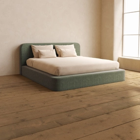 King Upholstered Platform Bed   Headboard | Heirloom Velvet in Willow