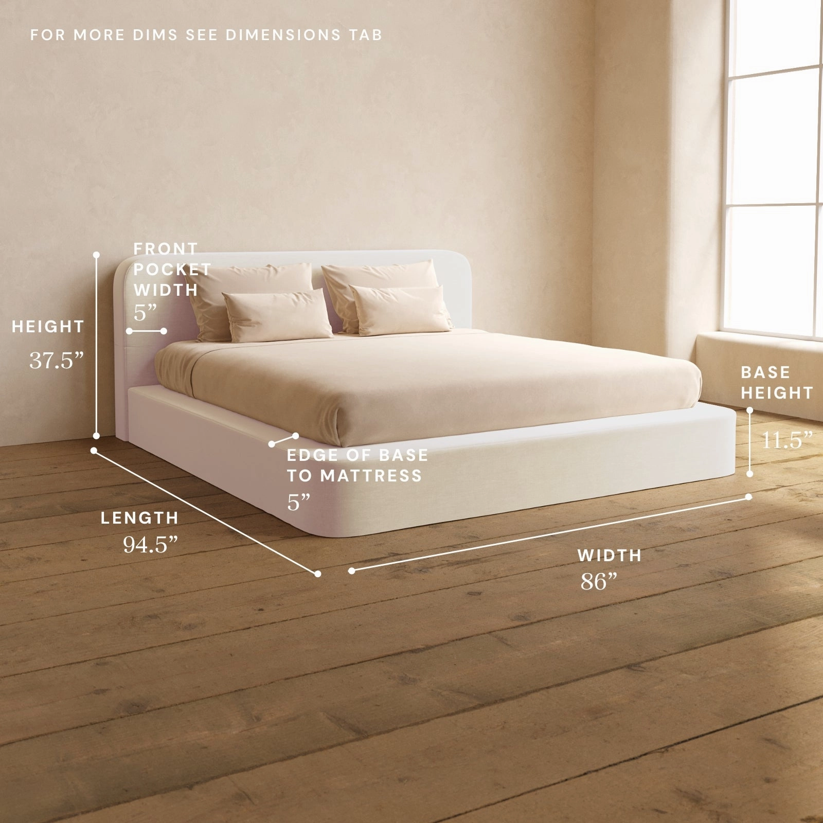 King Upholstered Platform Bed   Headboard | Mod Velvet in Coco